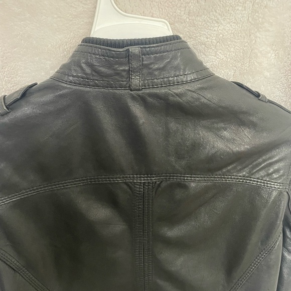 Womens GUESS LOS ANGELES LEATHER ZIP BOMBER JACKET BLACK Size M - Picture 8 of 13